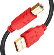 🔴 20 ft usb printer cable, hftywy usb 2.0 printer scanner cable for hp, canon, dell & more - red logo