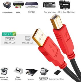 img 3 attached to 🔴 20 ft USB Printer Cable, Hftywy USB 2.0 Printer Scanner Cable for HP, Canon, Dell & More - Red