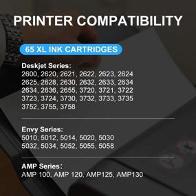 img 3 attached to 🖨️ FAcms HP 65XL 65 XL Remanufactured Ink Cartridges Replacement - Envy 5055 5052 5058, DeskJet 3755 2652 2655 3722 3723 3752 3758 3730 3720 3700 2622 2655 Printer - 1 Black, 1 Color