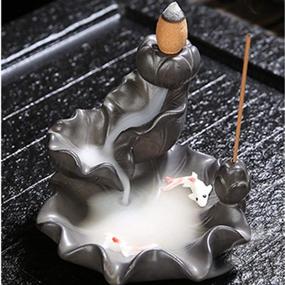 img 4 attached to Vintage Handcrafted Porcelain Ceramic Backflow Incense Burner for Stick Home Décor (10.5cm8cm)