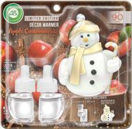 🍎 air wick fall scented oil starter kit with snowman decorative warmer + 2 refills, apple cinnamon, fall spray, (2x0.67oz), essential oils, air freshener logo