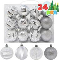 deluxe shatterproof christmas ball ornaments - joiedomi 24 pcs in silver & white, perfect for holidays, party decorations, tree ornaments, and special events - 2.36 inches logo