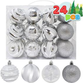 img 4 attached to Deluxe Shatterproof Christmas Ball Ornaments - Joiedomi 24 Pcs in Silver & White, Perfect for Holidays, Party Decorations, Tree Ornaments, and Special Events - 2.36 Inches