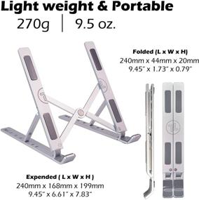 img 3 attached to 📚 Foldable Aluminum Laptop Stand - Portable & Adjustable Desk Stand with 7 Angles - Compatible with MacBook Air, MacBook Pro, iPad, Tablet, and Laptop (Silver)