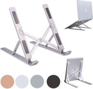 📚 foldable aluminum laptop stand - portable & adjustable desk stand with 7 angles - compatible with macbook air, macbook pro, ipad, tablet, and laptop (silver) logo