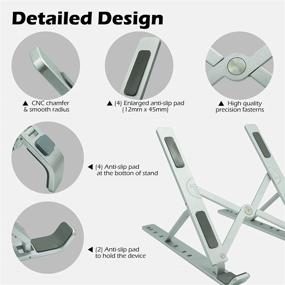 img 2 attached to 📚 Foldable Aluminum Laptop Stand - Portable & Adjustable Desk Stand with 7 Angles - Compatible with MacBook Air, MacBook Pro, iPad, Tablet, and Laptop (Silver)