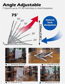 img 1 attached to 📚 Foldable Aluminum Laptop Stand - Portable & Adjustable Desk Stand with 7 Angles - Compatible with MacBook Air, MacBook Pro, iPad, Tablet, and Laptop (Silver)