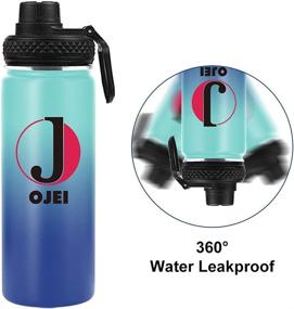 img 3 attached to 🍼 Sky Blue Navy Blue OJEI Stainless Steel Vacuum Insulated Water Bottle with Paracord Handle - 32oz for Sports, wlid included