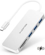 🔌 lention usb c hub with 3 usb 3.0, sd/micro sd card reader & charging - compatible with macbook pro 13/15/16/m1 & new mac air/ipad/surface - stable driver certified adapter (cb-c16s, silver) логотип