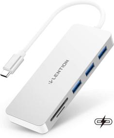 img 4 attached to 🔌 LENTION USB C Hub with 3 USB 3.0, SD/Micro SD Card Reader & Charging - Compatible with MacBook Pro 13/15/16/M1 & New Mac Air/iPad/Surface - Stable Driver Certified Adapter (CB-C16s, Silver)