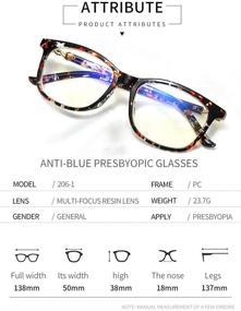 img 3 attached to 👓 Enhanced Sight with Progressive Multifocus Reading Glasses: No Line Multifocal Readers for Men & Women, Blue Light Blocking, 100% UV Protection, Tortoise 2.5X