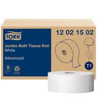 🧻 tork jumbo white t1 toilet paper roll - advanced 2-ply, 6 rolls, 1600 feet each (12021502) logo