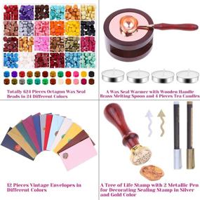 img 1 attached to 💌 Complete Anezus Wax Envelope Seal Stamp Kit: 645pcs Wax Letter Seal Set with Beads, Warmer, Envelopes, Stamp & Pen