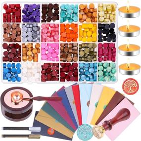 img 2 attached to 💌 Complete Anezus Wax Envelope Seal Stamp Kit: 645pcs Wax Letter Seal Set with Beads, Warmer, Envelopes, Stamp & Pen