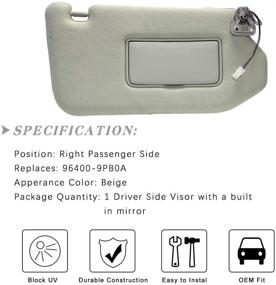 img 2 attached to 🌞 High-Quality Beige Passenger Side Sun Visor Replacement for Nissan Pathfinder and Infiniti QX60 (2013-2018)