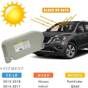 img 1 attached to 🌞 High-Quality Beige Passenger Side Sun Visor Replacement for Nissan Pathfinder and Infiniti QX60 (2013-2018)