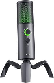 img 4 attached to Микрофон для игр UHURU UM-1100: USB компьютерный микрофон для PC, PS4, Mac | Два режима звукоснимателя, порт для мониторинга с беззадержечными наушниками, регулировка усиления - идеально подходит для подкастинга, игр и трансляций.
