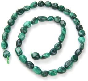 img 3 attached to 💚 Stunning 1 Strand Natural Green Malachite Gemstone Beads for Jewelry Craft Making - 6mm to 8mm Free Form Oval Tumbled Pebble Stones - 15 inch - GZ11-79