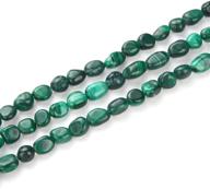 💚 stunning 1 strand natural green malachite gemstone beads for jewelry craft making - 6mm to 8mm free form oval tumbled pebble stones - 15 inch - gz11-79 logo