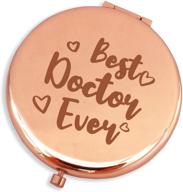 🌿 blue leaves best doctor ever-funny doctor gifts: rose gold pocket makeup mirror and more логотип