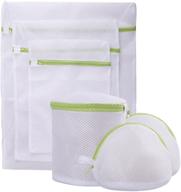 🔒 pagetoc mesh laundry bag set of 6: white delicate wash bags with zipper for laundry, blouse, hosiery, stocking, underwear, bra, and lingerie - durable polyester logo