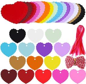 img 4 attached to 🎁 120 Pcs 15 Colors Valentine's Day Wavy Heart Cut Out Gift Tags with Hole | Favor Tags Blank Paper Hang Tags | Treats Tags Hang Tags Hang Label Cards | Wish Tree Tags and Organza Ribbons | Bakers Twine - Supla