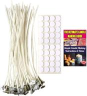cozyours 8 inch cotton candle wicks with wick stickers (50/50-pack) - pre-waxed, pretabbed wicks for candle making logo