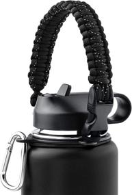 img 1 attached to 🧗 Sunnywoo Paracord Handle Strap for Wide Mouth Bottles - Hydro Flask Accessories with Safety Ring Holder and Carabiner - Fits 12oz to 64 oz Hydro Flask Wide Mouth Water Bottles