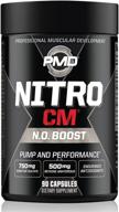 pmd sports nitro cm: agmatine infused nitric oxide pre workout for muscle growth, endurance boost, and bodybuilding - 90 capsules logo