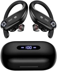 img 4 attached to 🎧 Беспроводные наушники occiam Bluetooth: шумоподавление звонков с помощью 4-микрофонов, 64 часа работы от аккумулятора, IPX7 защита от воды, портативное зарядное устройство, беспроводные наушники - идеально подходит для спорта, бега, тренировок и игр.