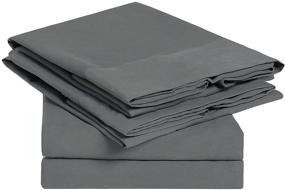 img 4 attached to 🛏️ Deep Gray Queen Size Sheets - Ultra-Soft Bedding Sets with Deep Pockets - 100% Brushed Microfiber 1800 Bed Sheets Set by MELODIE DIRECT