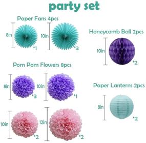 img 3 attached to Teal Lavender Purple Pink Party Decorations - 16pcs Paper Pom Poms, Honeycomb Balls, Blue Lanterns, Tissue Fans - Wedding, Birthday, Baby Shower, Frozen Party Supplies