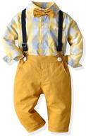 yellow 03 boys' clothing sets - tem doger gentleman suspenders logo