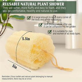 img 3 attached to 🚿 Organic Shower Loofah Sponge, Exfoliating Bath Loofa Body Scrubber, 5.5 Inch Soft and Easy Foaming Spa Lufa Sponges (Pack of 3)