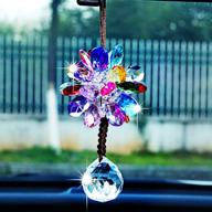car rear view mirror pendant crystal hanging ornament fashion car accessories bling colorful mirror pendant lucky crystal auto interior decoration (colorful flower-ball) logo