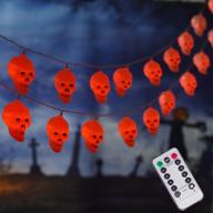 🎃 spooky 30 led halloween skull string lights: battery operated, 8 modes, 16.4ft waterproof fairy lights decor for outdoor indoor parties (red) - with remote control! логотип