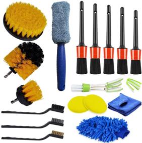 img 4 attached to ANBOO 17 Pcs Car Detailing Kit Detailing Brush Set Drill Brush Set Car Detailing For Cleaning Wheels