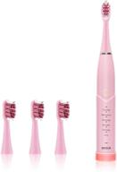 🦷 electric sonic toothbrush: rechargeable for adults and kids, smartwifi travel design, 6 whitening modes, usb fast charging - pink with 4 brush heads logo