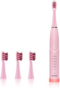 img 4 attached to 🦷 Electric Sonic Toothbrush: Rechargeable for Adults and Kids, Smartwifi Travel Design, 6 Whitening Modes, USB Fast Charging - Pink with 4 Brush Heads