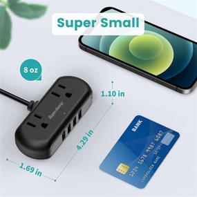 img 1 attached to 💪 SUPERDANNY Power Strip with USB Ports, Mini Desktop Charging Station with 2 Outlets & 4 USB Ports, 5ft Portable Flat Plug Extension Cord for Travel, Dorm, Room, Home Office Essentials, Black