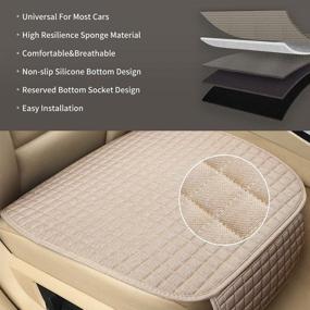 img 1 attached to 🚗 masubons Full Set Car Seat Cushion, 3 Pcs Universal Automotive Seat Covers, Breathable Anti-Slip Cushions for SUV/Truck/Sedan Interior, Beige