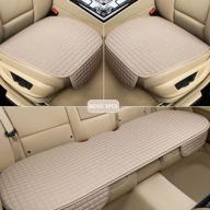 🚗 masubons full set car seat cushion, 3 pcs universal automotive seat covers, breathable anti-slip cushions for suv/truck/sedan interior, beige logo