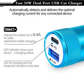 img 2 attached to 🔌 30W Dual Port Fast USB C Car Charger Adapter with PD for iPhone 12/12 Pro/11 Pro Max/Xs Max/SE/8/7/6 Plus, Samsung Galaxy S21 S20 S10 Plus Note 20, LG, Moto