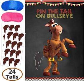 img 4 attached to 🎯 Toy-Inspired Story Party Supplies: Pin the Tail on Bullseye Game - Large Poster with 24PCS Reusable Tails Sticker for Boys' Birthday Party. Ideal Toy 4th Party Favors.