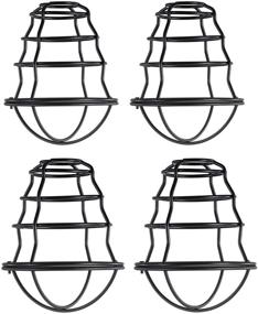 img 4 attached to 💡 HXMLS Industrial Lamp Cage Shade for Pendant Light, Vintage Ceiling Fan Light Covers, Replacement Globes & Shades, Iron Wire Bulb Cage, Industrial Style Bulb Cover, 4 Pack