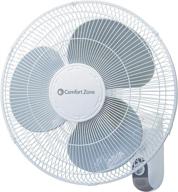 🌀 вентилятор comfort zone 16 дюймов настенный: мощный воздушный поток, 3 скорости, регулируемая наклонная головка и таймер (белый) логотип