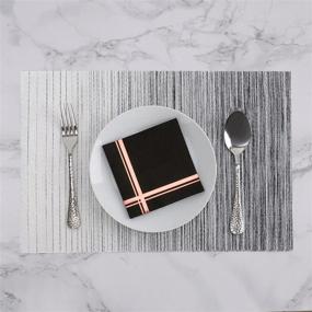 img 2 attached to Chic and Stylish: Fanxyware Black Stripe Cocktail Napkin - Elevate Your Party Decor!