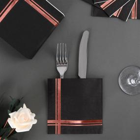 img 1 attached to Chic and Stylish: Fanxyware Black Stripe Cocktail Napkin - Elevate Your Party Decor!