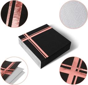 img 4 attached to Chic and Stylish: Fanxyware Black Stripe Cocktail Napkin - Elevate Your Party Decor!