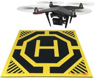 xl quadcopter drone landing pad - 22x22 - highly visible design, superior protection from debris and sand, eco-friendly rubber and waterproof cloth. portable, foldable, no crease! logo